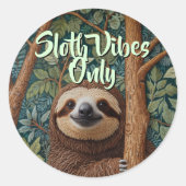 Sticker Rond Cute retro boho Sloth Hang in there sloth vibes (Devant)