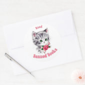 Sticker Rond Cute Retro Chat - Lire Livres Interdits (Enveloppe)