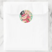 Sticker Rond Cute Retro Christmas Snowman (Sac)