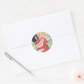 Sticker Rond Cute Retro Christmas Snowman (Enveloppe)