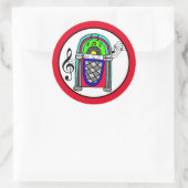 Sticker Rond Cute Retro Jukebox Notes musicales Nostalgic (Sac)