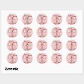 Sticker Rond Cute Retro Monogram Initials Strawberry Coquette (Feuille)