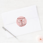 Sticker Rond Cute Retro Monogram Initials Strawberry Coquette (Enveloppe)
