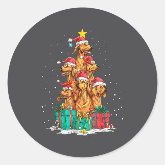 Sticker Rond Cute Rhodesian Ridgeback Le Dog Christmas Tree Xma (Devant)
