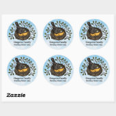 Sticker Rond Cute Robin Nesting, Ajouter votre nom de famille e (Feuille)