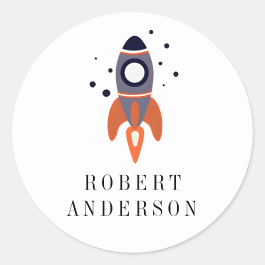 Sticker Rond Cute Rocket Astronaut Espace extra-atmosphérique A (Devant)