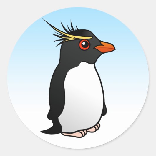 Sticker Rond Cute Rockhopper Penguin (Devant)