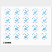 Sticker Rond Cute Rocse Horse Blue Boy 1er anniversaire (Feuille)