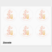 Sticker Rond Cute rose 3 ans Anniversaire (Feuille)