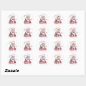 Sticker Rond Cute rose Aquarelle Kitten Catmas (Feuille)