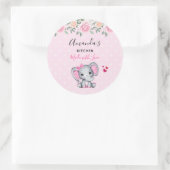 Sticker Rond Cute rose bébé Eléphant et Rose Frontière cuisine (Sac)