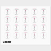 Sticker Rond Cute Rose Bow Gris et Blanc Braider Hair Style (Feuille)