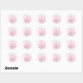 Sticker Rond Cute rose chaton d'aquarelle pour bébé fille Douch (Feuille)