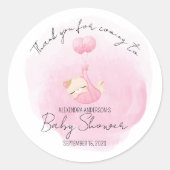 Sticker Rond Cute rose chaton d'aquarelle pour bébé fille Douch (Devant)