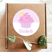 Sticker Rond Cute rose cupcake coeurs doux girly école moderne