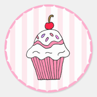 Sticker Rond Cute rose Cupcake d'anniversaire