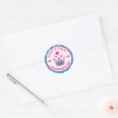 Sticker Rond Cute rose et bleu Coeur Cupcake Saint Valentin (Enveloppe)