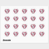 Sticker Rond Cute rose Kawaii Chat avec ailes (Feuille)