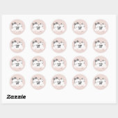 Sticker Rond Cute rose Kawaii Chat Sparkle Merci Nuages (Feuille)