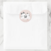 Sticker Rond Cute rose Kawaii Chat Sparkle Merci Nuages (Sac)