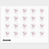 Sticker Rond Cute rose Kitten Twins Baby shower Favoriser (Feuille)