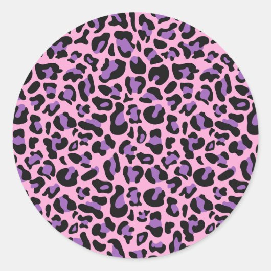 Sticker Rond Cute rose pourpre Spots Animal Cheetah Leopard (Devant)