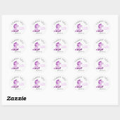 Sticker Rond Cute rose Unicorne Anniversaire Merci (Feuille)