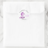 Sticker Rond Cute rose Unicorne Anniversaire Merci (Sac)