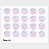 Sticker Rond Cute rose Unicorne Anniversaire Merci (Feuille)