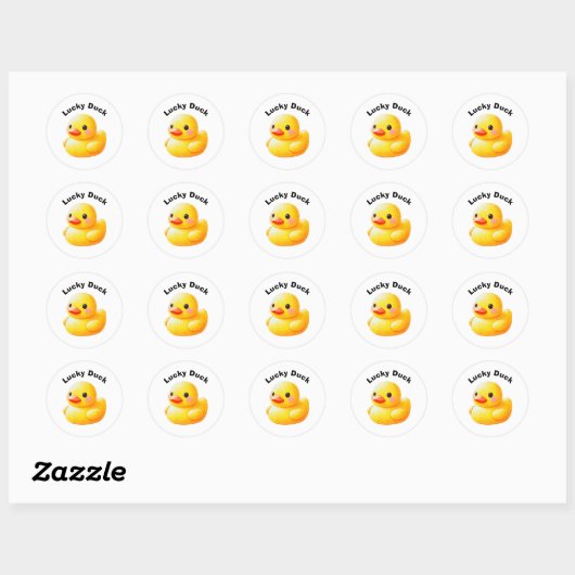 Sticker Rond Cute Rubber Ducky with Customizable Text (Feuille)