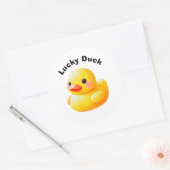 Sticker Rond Cute Rubber Ducky with Customizable Text (Enveloppe)