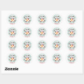 Sticker Rond Cute Rudolph Reindeer Holly Jolly Noël (Feuille)