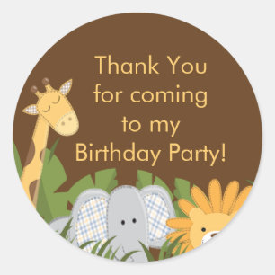 Sticker Rond Cute Safari Jungle Anniversaire