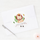 Sticker Rond Cute Safari Petit Lion Prince Jungle Merci (Enveloppe)