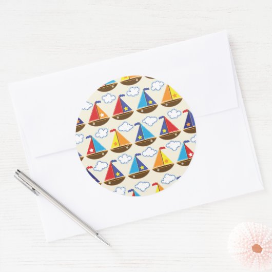 Sticker Rond Cute Sailboat (Enveloppe)