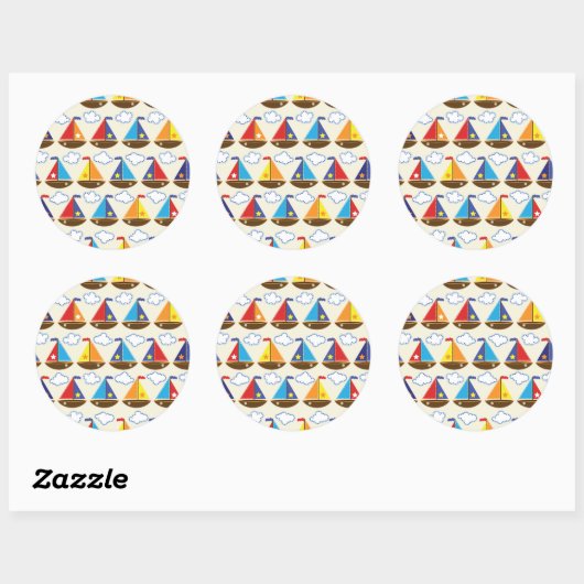 Sticker Rond Cute Sailboat (Feuille)