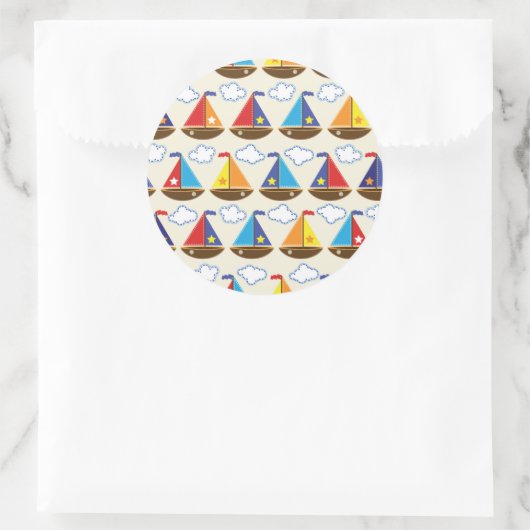 Sticker Rond Cute Sailboat (Sac)