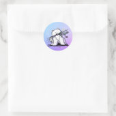 Sticker Rond Cute Samoyed KiniArt (Sac)
