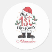 Sticker Rond Cute Santa Baby 1st Christmas (Devant)