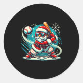 Sticker Rond Cute Santa Claus Playing Baseball Boys Kids Teens (Devant)