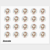 Sticker Rond Cute Santa Clause Snowflakes Drawing Christmas (Feuille)