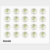 Sticker Rond Cute scientist dinosaur Valentine (Feuille)