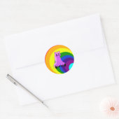 Sticker Rond Cute Scruffy Unicorn (Rose) (Enveloppe)
