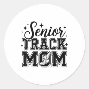 Sticker Rond Cute Senior Track Mom Life 2025 Sports Cl Of 2025