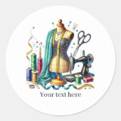 Sticker Rond Cute sewing lovers add text (Devant)