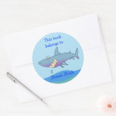 Sticker Rond Cute Shark Custom Boplate Modèle pour les enfants (Enveloppe)