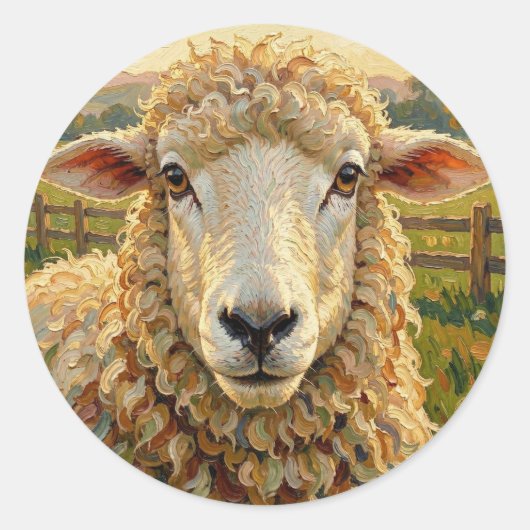 Sticker Rond Cute Sheep on a Ranch | Farm Animals (Devant)