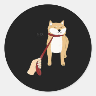 Sticker Rond Cute shiba inu   Nope chien drôle design