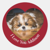 Sticker Rond Cute shih tzu love Saint Valentin (Devant)