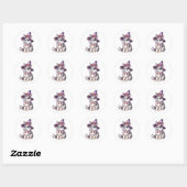 Sticker Rond Cute Siberian Husky Chien en Casquette sorcier (Feuille)